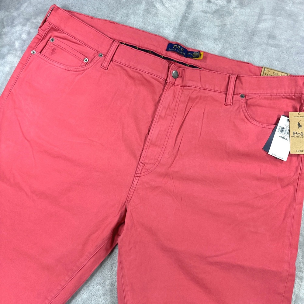 POLO RALPH LAUREN Varick Slim Straight Pants Mens 46Bx30 Pale Red Stretch NWT